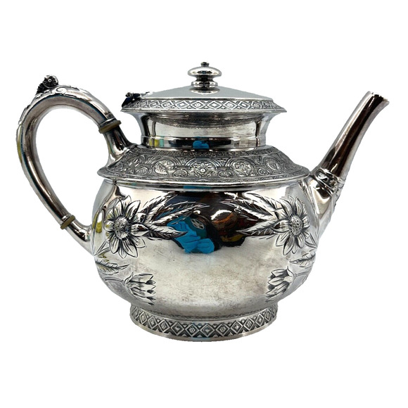 Middletown Plate Co. QuadruplePlate 1041 Hard White Metal #5 Teapot Kettle Vtg - Picture 3 of 12